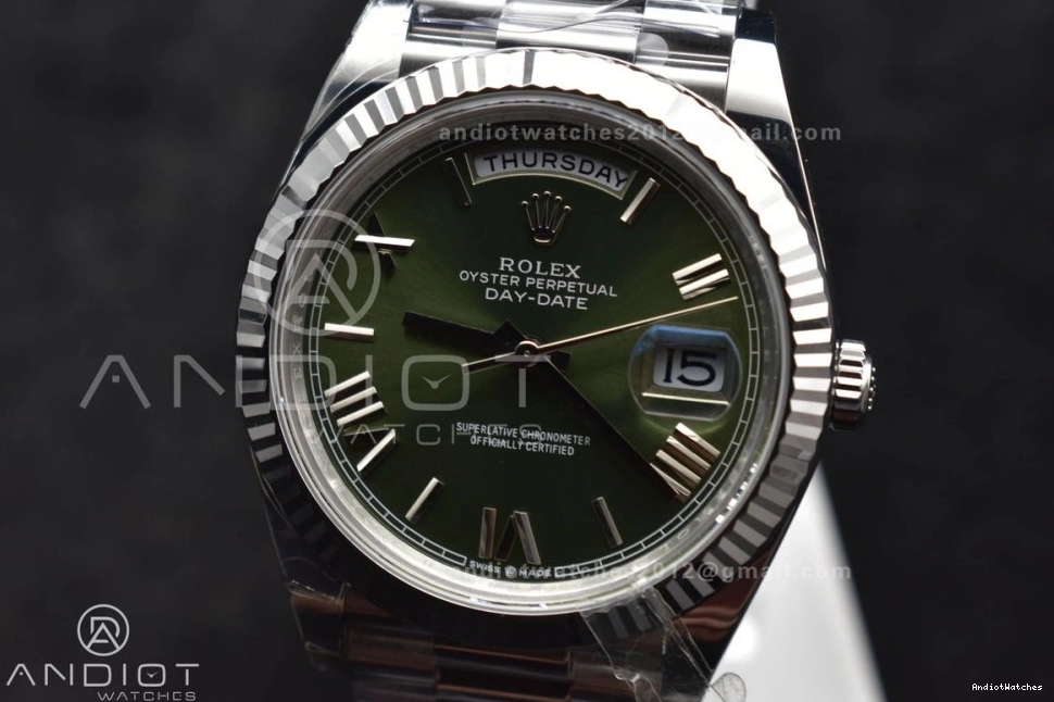 1:1 President Refined VR3255 Edition THBF (Gain 228239 Date Green Weight) Day Roman SS Dial Bracelet on Best 40 662 0323